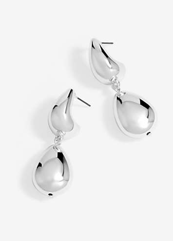 Mood Silver Polished Dome Orb Hoop Earrings Freemans