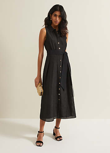 trendy Phase Eight Carey Sleeveless Check Midi Dress Freemans