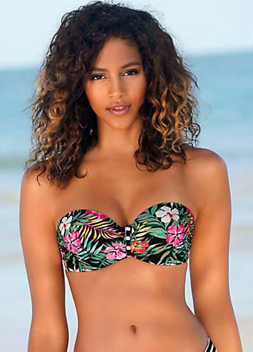 Venice Beach Tropical Print Bandeau Bikini Top Freemans