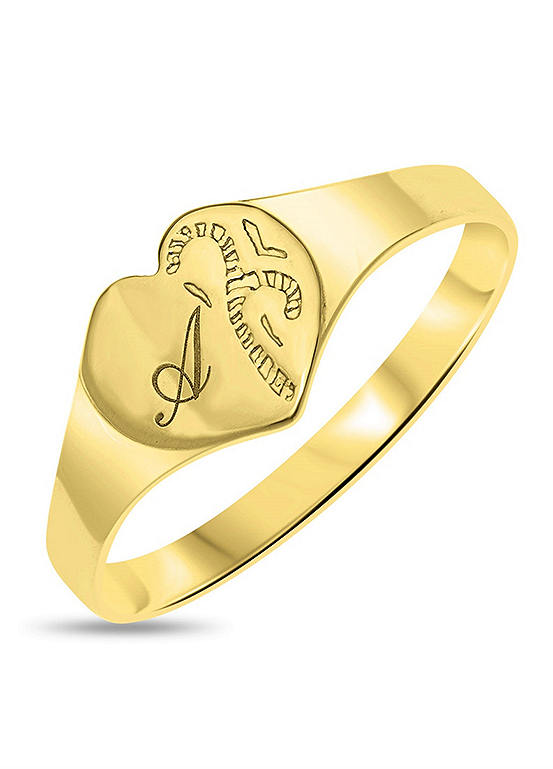 Personalised Maids Ct Yellow Gold Heart Signet Ring Freemans