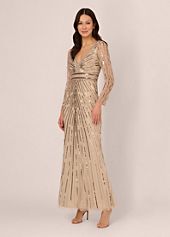Adrianna Papell Studio Beaded Blouson Long Dress | Freemans