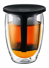Bodum Assam - Set De 2 Verres à Café Avec Anse Inox Brillant 0.35 L