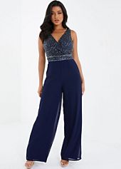 quiz navy palazzo jumpsuit