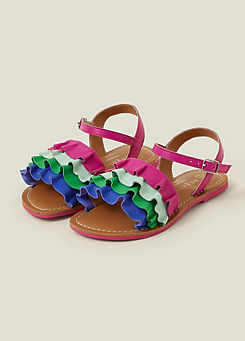 Accessorize Girls Leather Ruffle Sandals