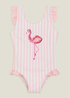 Accessorize Girls Sequin Flamingo Swimsuit