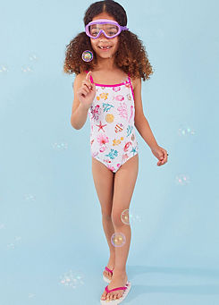 Accessorize Girls Shell & Fish Print Swimsuit with Recycled Polyester