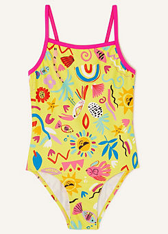 Accessorize Girls Sunshine Print Swimsuit with Recycled Polyester