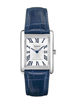 Accurist Ladies Rectangle Blue Leather Strap 26mm Watch