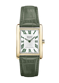 Accurist Ladies Rectangle Green Leather Strap 26mm Watch