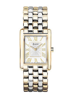 Accurist Ladies Rectangle Two Tone Stainless Steel Bracelet 26mm Watch