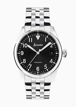 Accurist Men’s Aviation Silver Stainless Steel Bracelet Analogue 41mm Watch