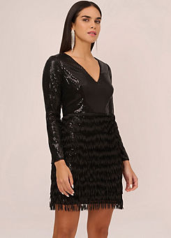 Adrianna Papell Aidan Sequin Fringe Cocktail Dress
