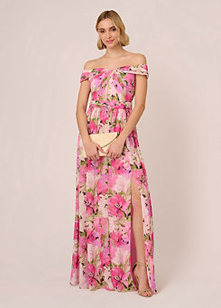 Adrianna Papell Printed Off-Shoulder Dress