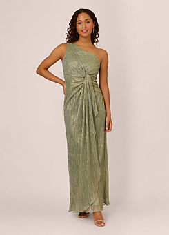 Adrianna Papell Stardust Pleated Draped Gown