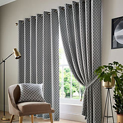 Alan Symonds Cotswold Jacquard Pair of Fully Lined Eyelet Curtains