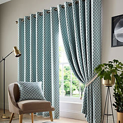 Alan Symonds Cotswold Jacquard Pair of Fully Lined Eyelet Curtains