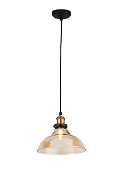 Amber Glass & Brass Single Ceiling Light