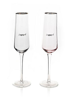 Amore Set of 2 Engaged Flute Glasses