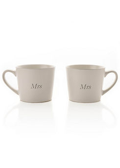 Amore Set of 2 White Mrs & Mrs Mugs
