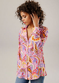 Aniston Paisley Print Long Sleeve Blouse