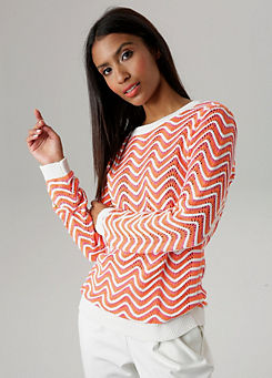 Aniston Wavy Print Knitted Sweater