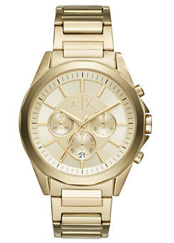 Armani Exchange Mens Gold Plated Chronograph Bracelet Watch