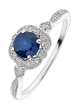 Arrosa 9ct White Gold Sapphire and Diamond Ring