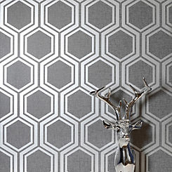 Arthouse Luxe Hexagon Gunmetal Wallpaper