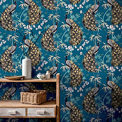 Arthouse Opulent Peacock Teal Wallpaper