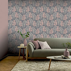 Arthouse Stardust Palm Pink/Grey Wallpaper