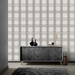 Arthouse Woven Check Grey/White Wallpaper