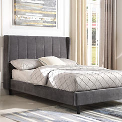 Asher Fabric Double Grey Bed