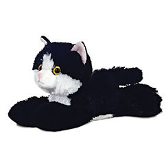 Aurora Plush Mini Flopsies Maynard Black/White Cat Soft Toy