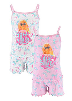 Barbie Rise & Shine Pack of 2 Vest Pyjama Sets