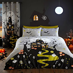 Bedlam Haunted House Glow In The Dark Halloween Duvet Cover Set