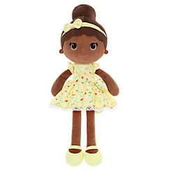 Bibinee Dolls Zara Yellow Flora Brown Mixed Heritage Soft Plush Girl Doll