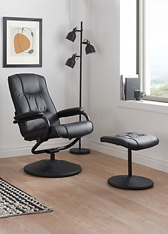 Birlea Memphis Faux Leather Swivel Recliner Chair & Footstool