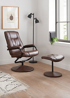 Birlea Memphis Faux Leather Swivel Recliner Chair & Footstool