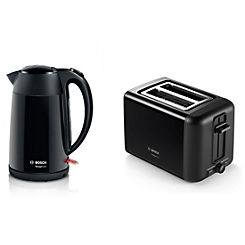 Bosch DesignLine Kettle & 2 Slice Toaster Set - Black
