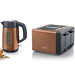Bosch DesignLine Plus Kettle & 4 Slice Toaster Set - Copper