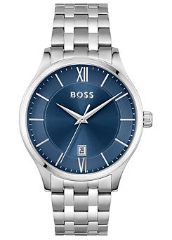 Boss Mens Stainless Steel Boss Elite Blue Dial Watch