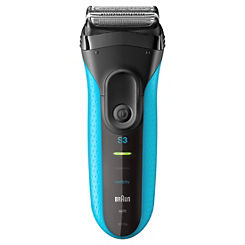 Braun Series 3 ProSkin 3010s Rechargeable Electric Shaver and Cordless Wet and Dry Electric Razor - Black/Blue