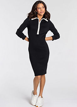 Bruno Banani Contrast Zip Knitted Dress