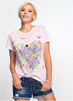 ladies butterfly design cold shoulder strap t-shirt top blouse shirt size 16