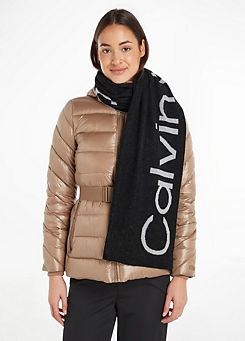Calvin Klein Logo Reverso Tonal Knitted Scarf