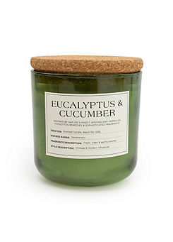 Candlelight Eucalyptus & Cucumber Scent 11cm Glass Jar Wax Filled Pot with Cork Lid