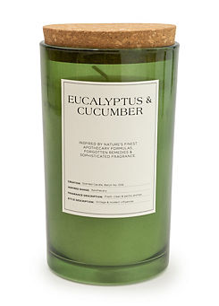 Candlelight Eucalyptus & Cucumber Scent 15cm Large Glass Candle with Cork Lid