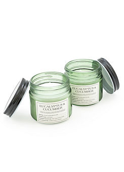 Candlelight Eucalyptus & Cucumber Scent Set of 2 6.7cm Candle Jar with Metal Lid