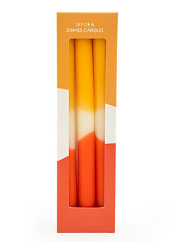 Candlelight Two Tone Brights Set of 6 Orange Dinner Candles