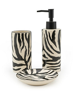 Candlelight Zebra Soap Dispenser, Tumbler & Dish Set